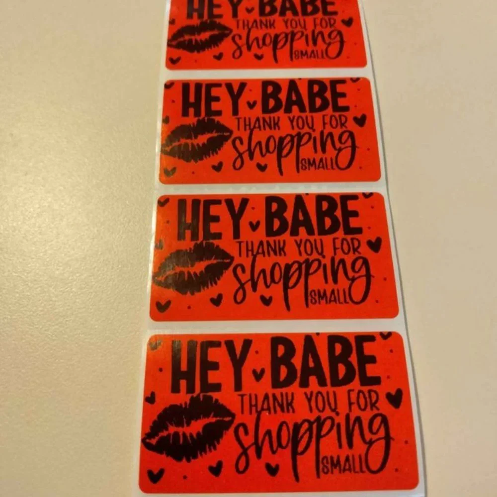 💙100 Hey Babe- Shipping Labels Thermal Packaging Stickers 2.25